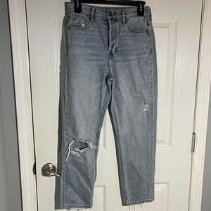 Hidden Los Angeles Distressed Jeans Womens 25 High Rise Straight Raw Hem Denim